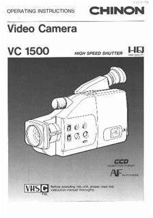 Chinon VC 1500 manual. Camera Instructions.